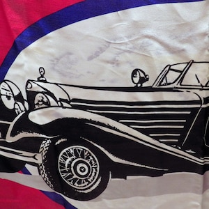 1980s Vintage Mercedes Benz Silk Scarf/ Red/ Orange/ Car/ Large 33&quot; Square