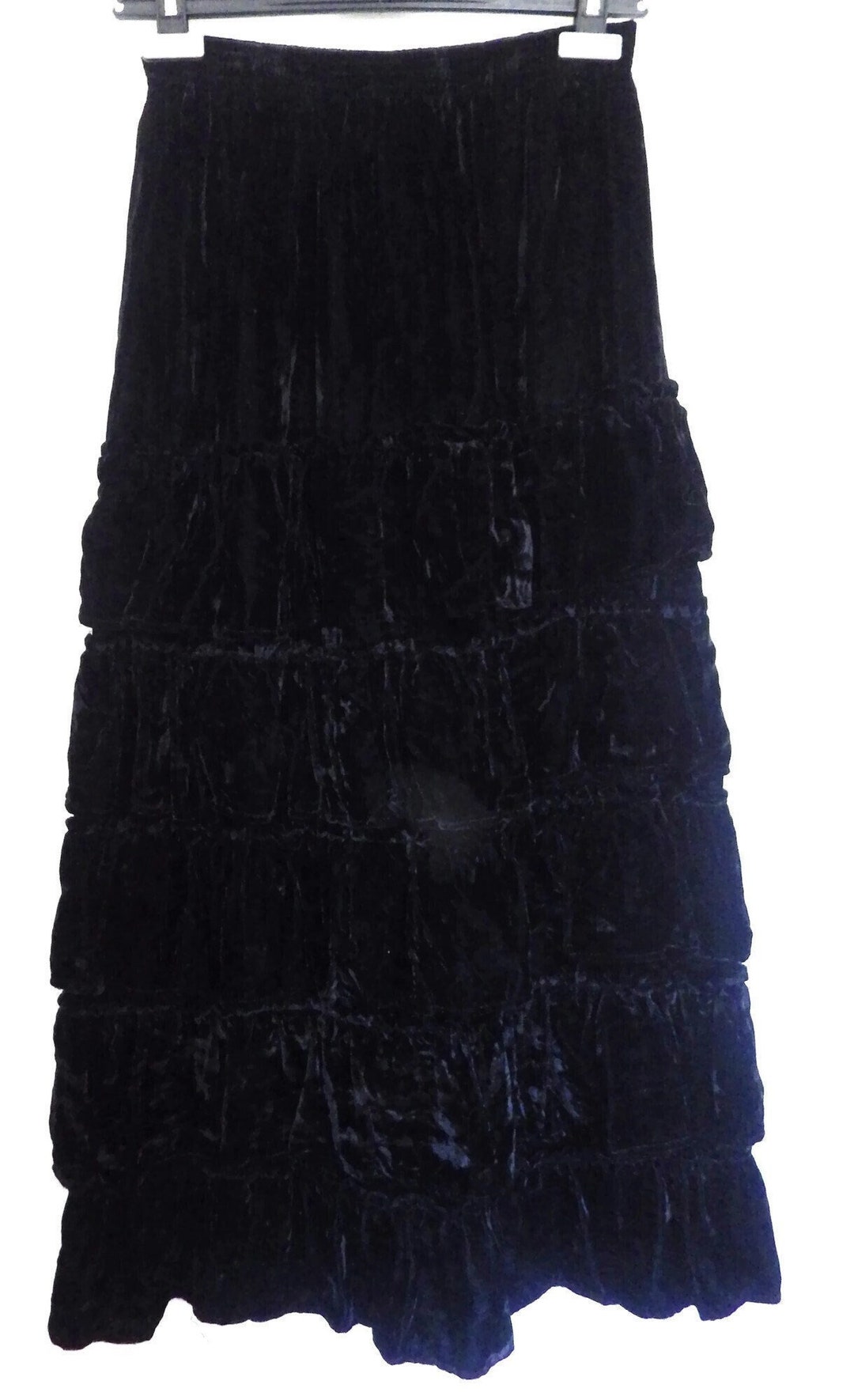 Vintage Poco Loco Black Velvet Prairie Maxi Skirt Layered Size SMALL - Etsy