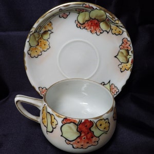 Antique NIPPON Demitasse Cup and Saucer Hand Painted Art Nouveau