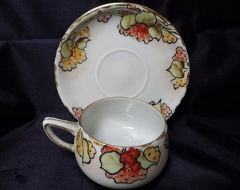 Antique NIPPON Demitasse Cup and Saucer Hand Painted Art Nouveau