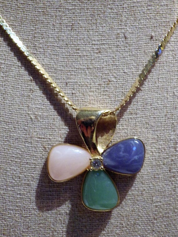 1980s Vintage Pendant Avon Gold Purple Green Pink… - image 5