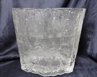 1960s Hoya Blown Textured Ice Glass Vase Mid Century Modern