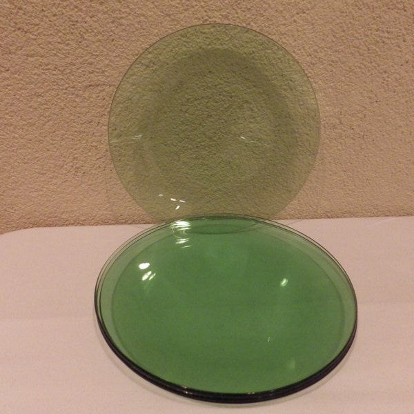 Green Glass Plates Etsy