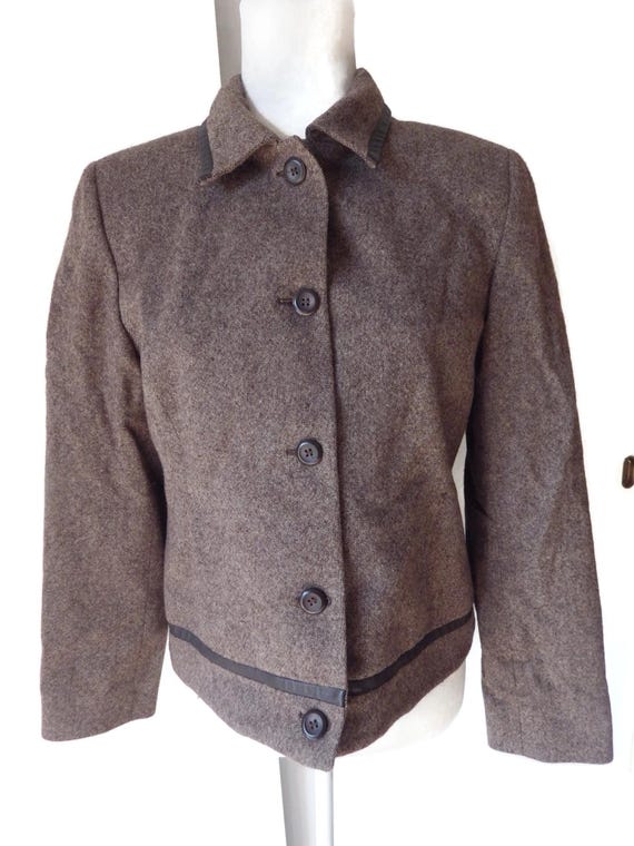 Vintage Pendleton Wool Jacket/ Leather Trim/ 10P - image 4