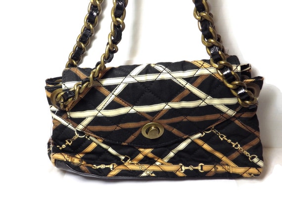 Vintage Talbot's Quilted Bag/ Chain Strap/ Black/… - image 3