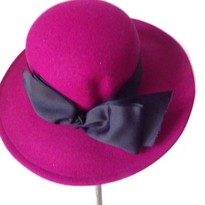 Merlot CAPELLI Felted Wool Hat/ Wide Brim/ Black Band and Bow