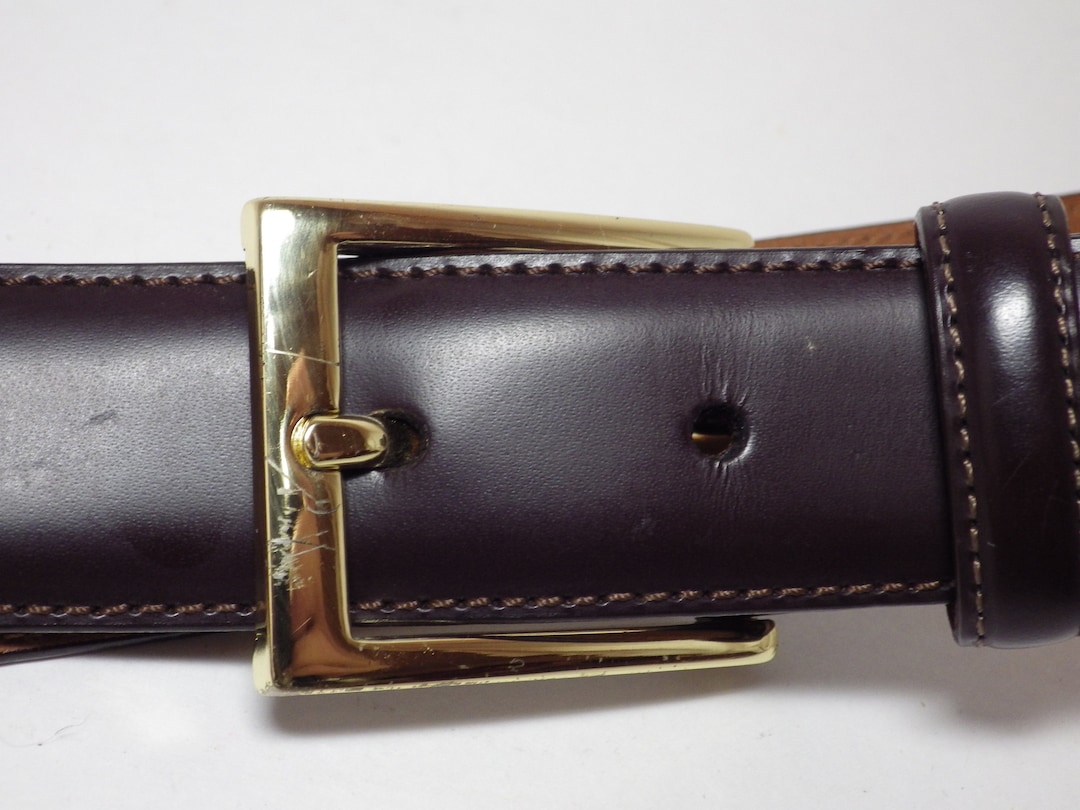 1990s Vintage Brooks Brothers Leather Belt Dark Brown Size