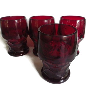 4 Ruby Red Viking Georgian Honeycomb/12 Ounce Flat Tumblers