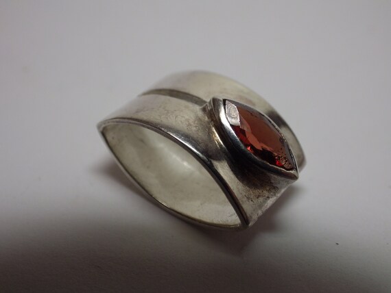1990s Dainty Sterling Silver Slide with Garnet Re… - image 3
