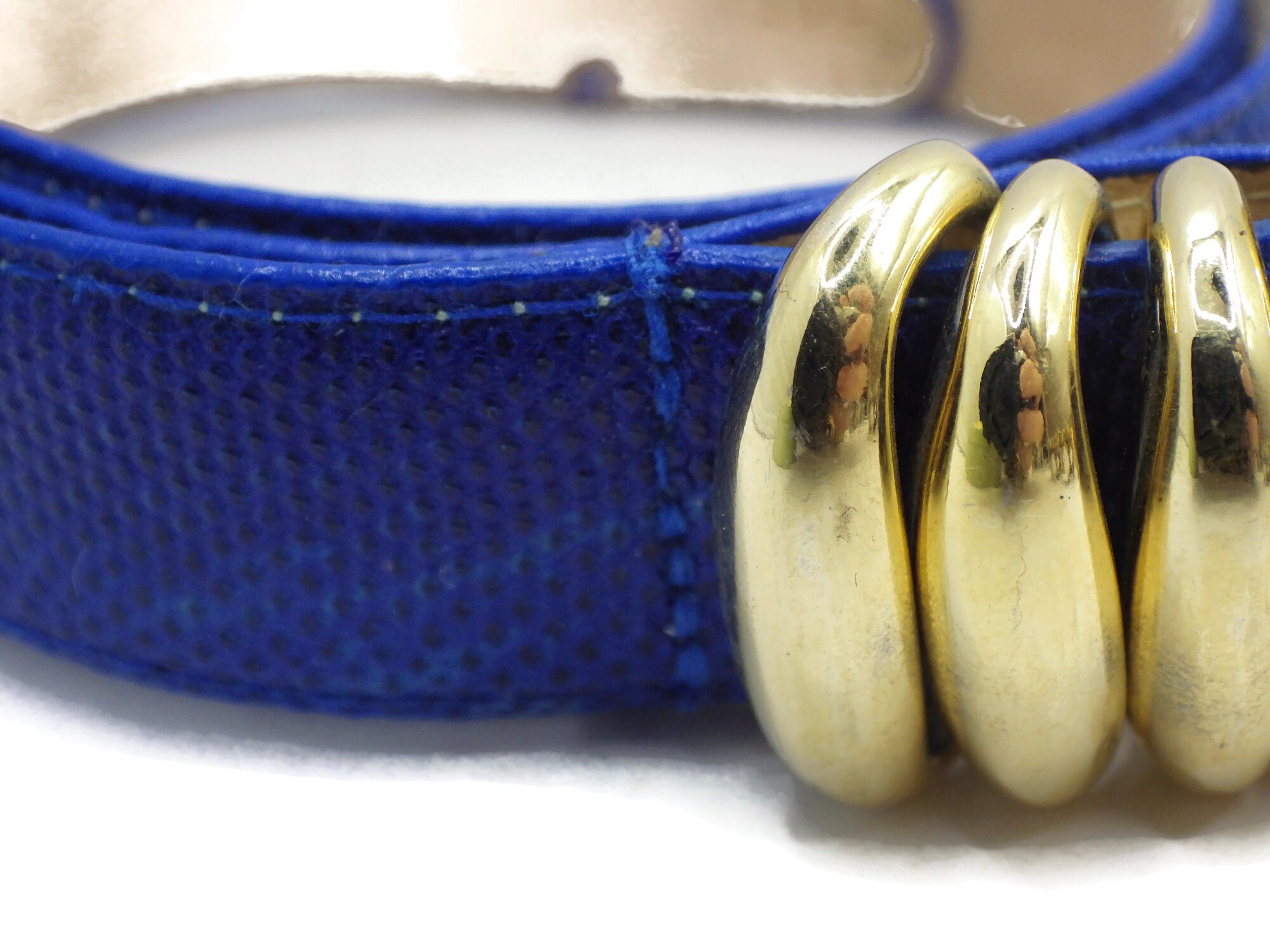 Vintage Linda Allard Belt/ Royal Blue Snakeskin/ Gold Buckle 