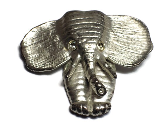 Broche Éléphant Vintage En Strass Doré - Bijou Ancien Décoratif