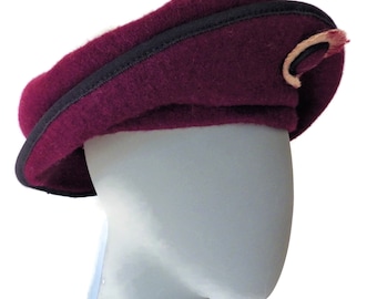 1960s Wool Beret Tam Burgundy Maroon and Black New York Hat & Cap