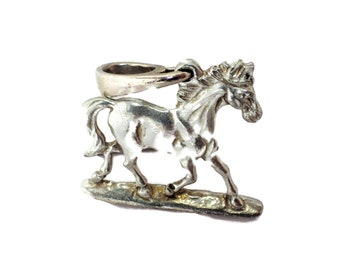 Vintage Silver Pendant Morgan Horse Equine Charm