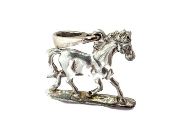 Vintage Silver Pendant Morgan Horse Equine Charm