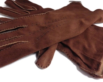 1980s Vintage Gloves Soft Ultra Suede Doeskin Unlined Size