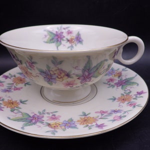 Two (2) Haviland SPRINGTIME/ Cups & Saucers/ Floral on Ivory