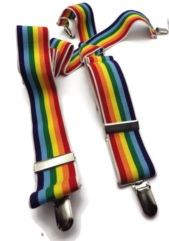 Rainbow Striped Suspenders/ Braces/ Elastic/ LGBTQ