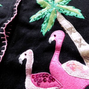 Kardigan Pink Flamingo/The Quacker Factory/ Czarny/ Różowy/ Zielony/ Palmy/ ŚREDNI zdjęcie 5