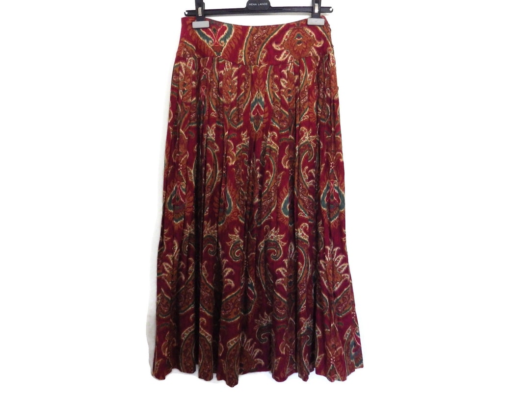 Vintage Adrienne Vittadini/ Maxi Skirt/ Paisley Print/ Cotton/ - Etsy