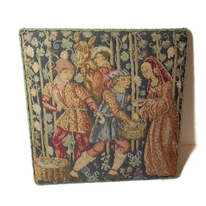 Vintage Cornwall England Tapestry/ English Heritage/ Wall Plaque/ Padded/ 9X9