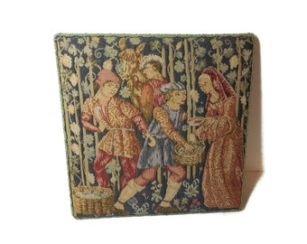 Vintage Cornwall England Tapestry/ English Heritage/ Placa de pared/ Acolchado/ 9X9