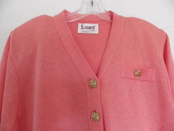Vintage 1980s LAURA by Alyzia Knit Top Coral Blou… - image 2