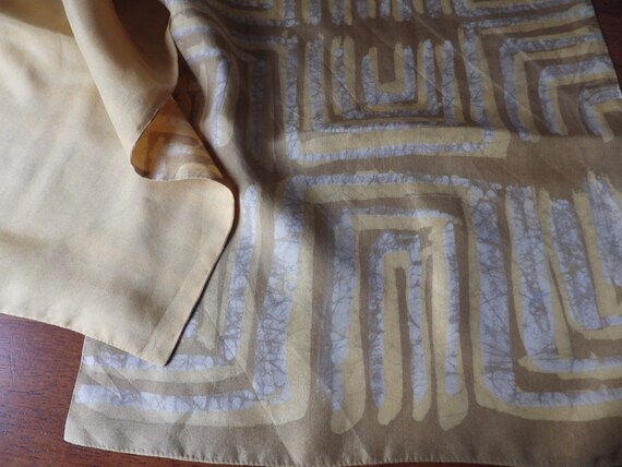 1980s Vintage Silk Scarf: Reversible Batik Print,… - image 1