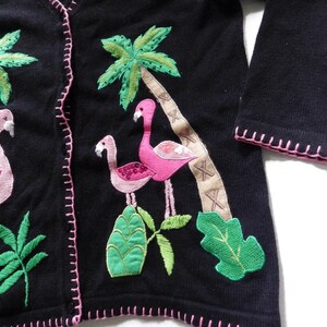 Kardigan Pink Flamingo/The Quacker Factory/ Czarny/ Różowy/ Zielony/ Palmy/ ŚREDNI zdjęcie 3