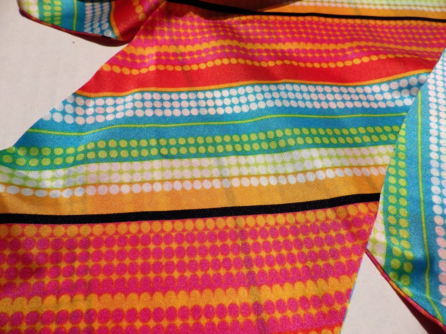 1980s Silk Scarf Sash Headband Tie Multi Color Stripes  display picture 3