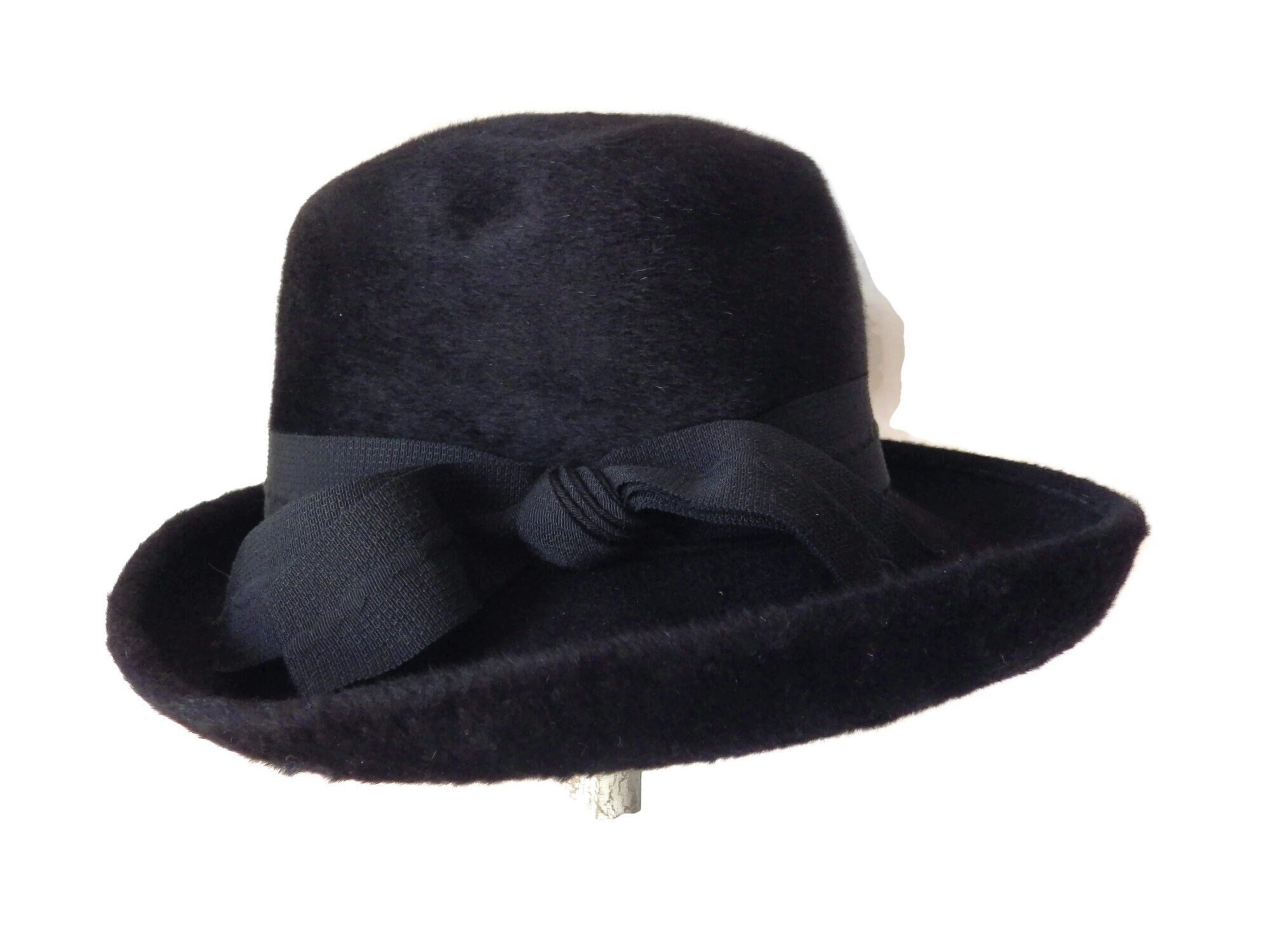 Vintage Black Felted Wool Hat/ Winner Original/ Made in