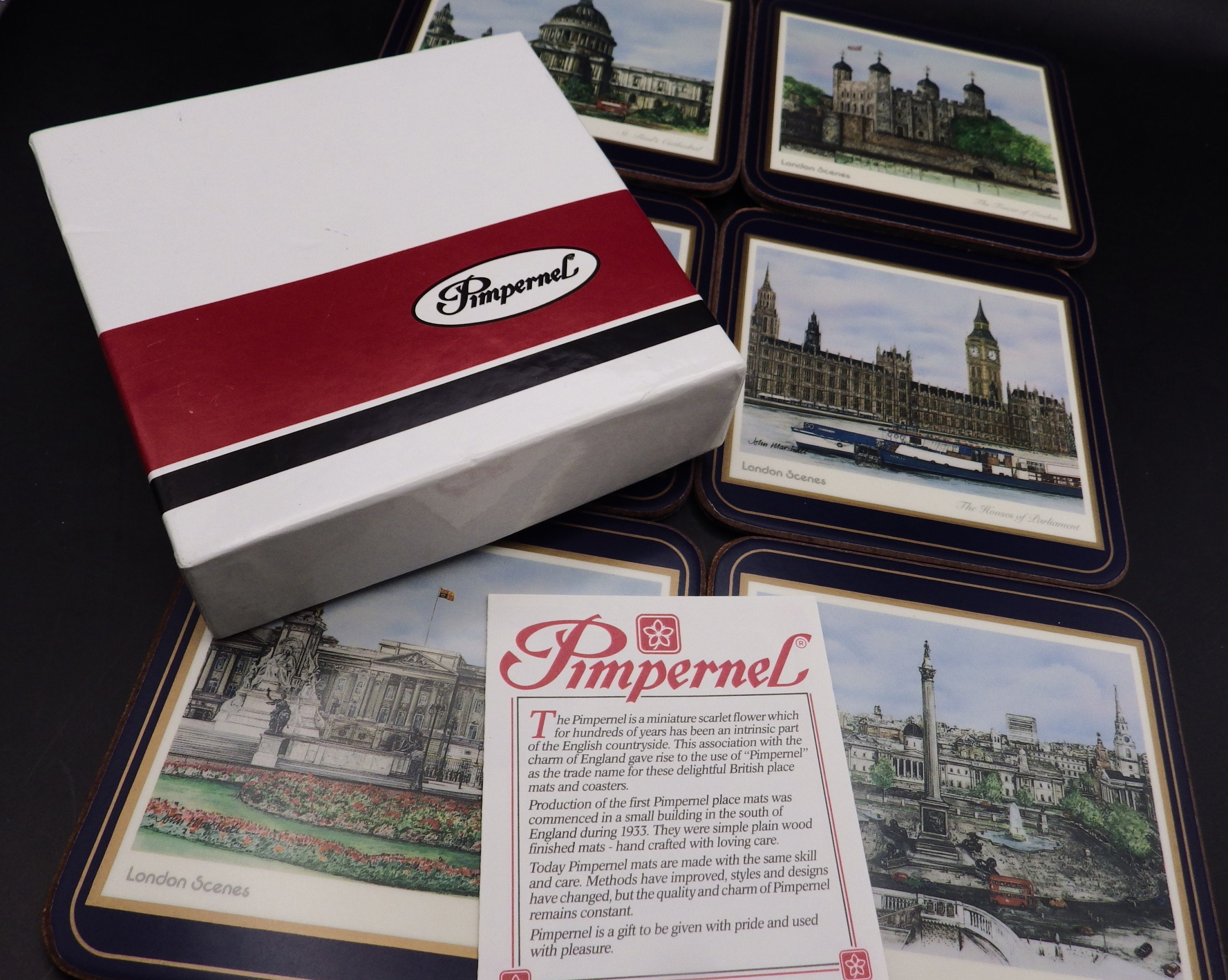 【箱あり】Pimpernel(ピンパーネル)コースターセット 6酒場サイン 美術品・アンティーク・コレクション 【箱あり】Pimpernel
