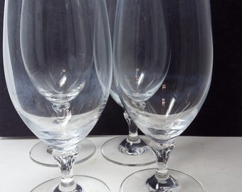 4 Vintage Schott Zwiesel Ice Tea Glasses Clear Bowl & Teardrops Stem