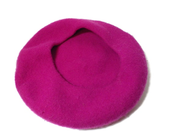 Vintage/ Wool Beret/tam/ Hat/ Raspberry 