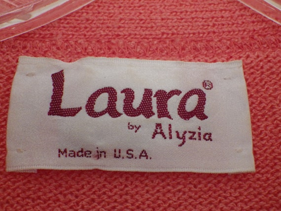 Vintage 1980s LAURA by Alyzia Knit Top Coral Blou… - image 7