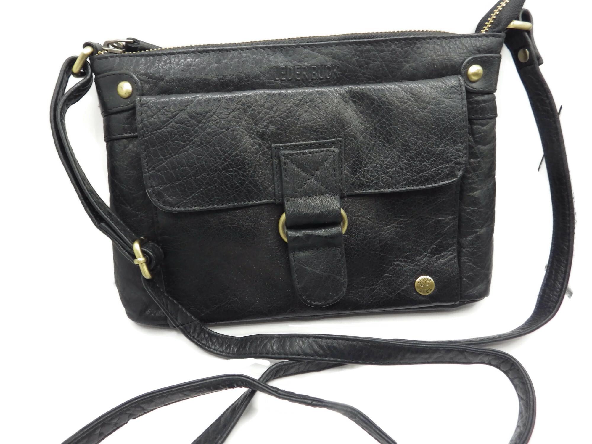 Vintage Leder Buck Black Leather Shoulder Bag - Etsy