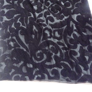 Vintage Burn-Out Black Velvet & Silk Scarf/ 58&quot; X 9.5&quot;