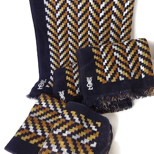 Vintage YSL (Yves Saint Laurent) Towel Set/ Bath/ 2-Hand/ 2 Washcloths