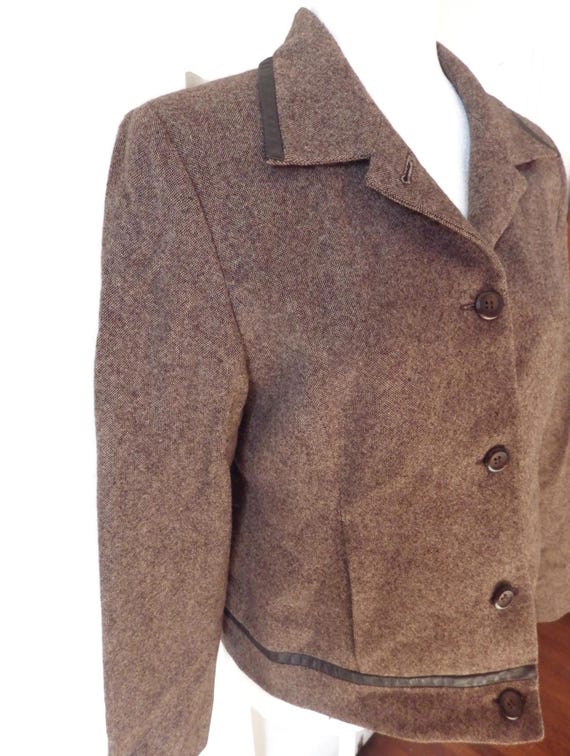 Vintage Pendleton Wool Jacket/ Leather Trim/ 10P - image 3