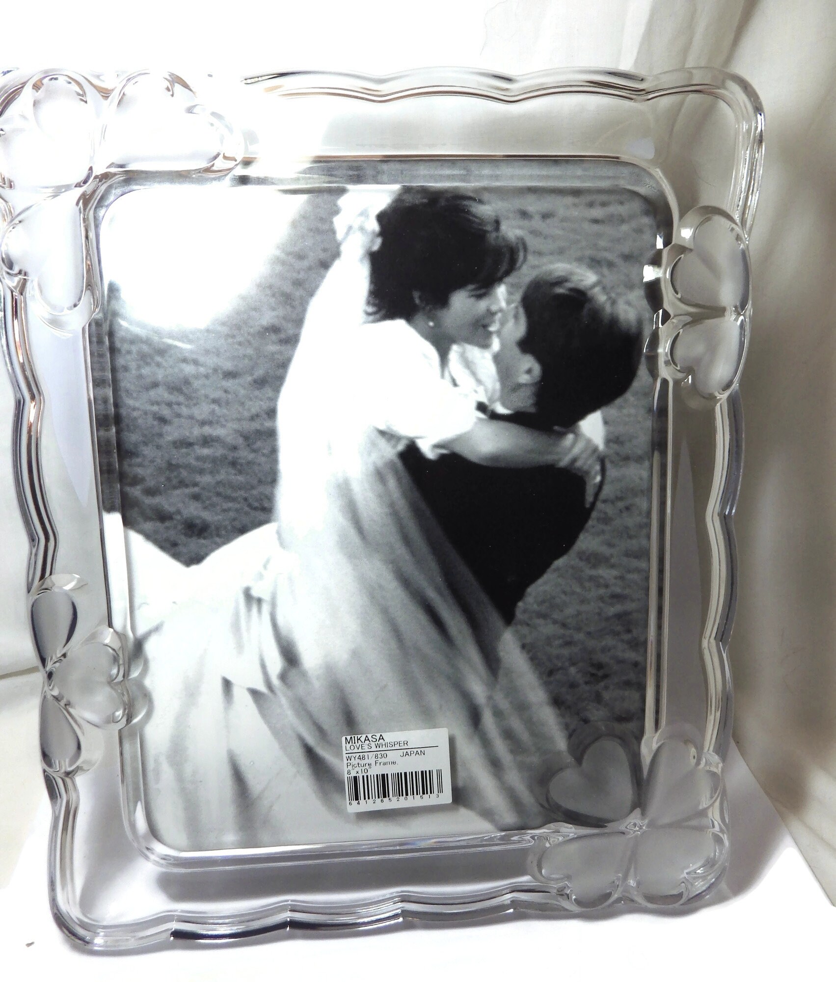Vintage MIKASA Love's Whisper Glass/ Crystal Photo Frame/ 8 X 10