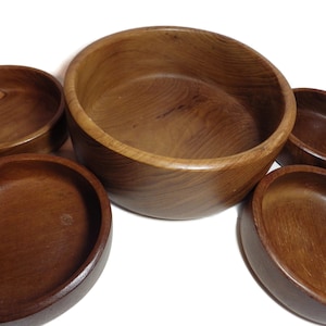 Vintage Teak Salad Bowl Set: Danish Modern Gailstyn Sutton, 5-Piece