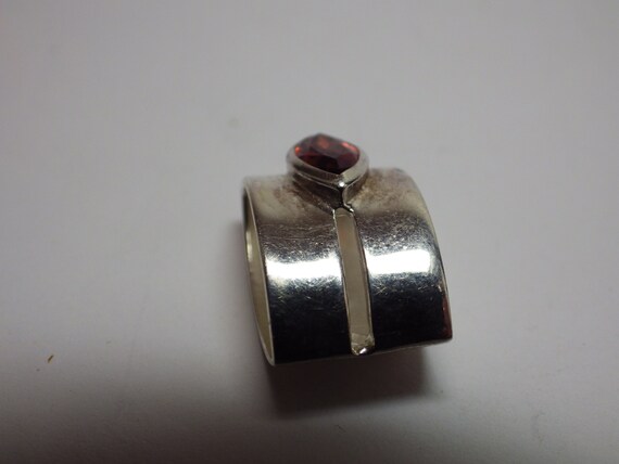 1990s Dainty Sterling Silver Slide with Garnet Re… - image 5