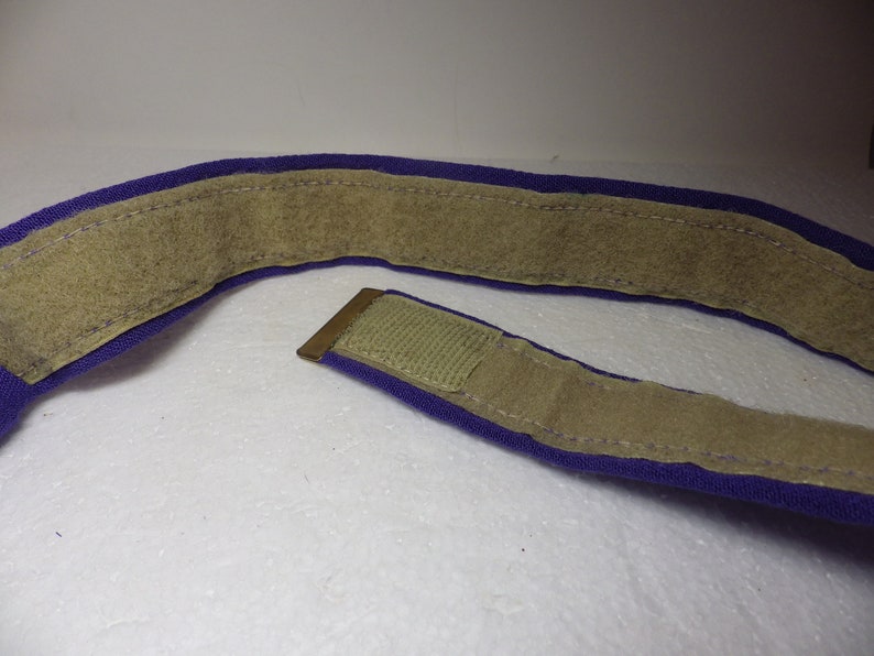 1970s Vintage Belt Braided Beaded Purple Fabric Adjustable Hook and Loop