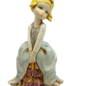 Vintage Depose Italy/ Girl with Parasol/ Umbrella/ Marble Base/ #765