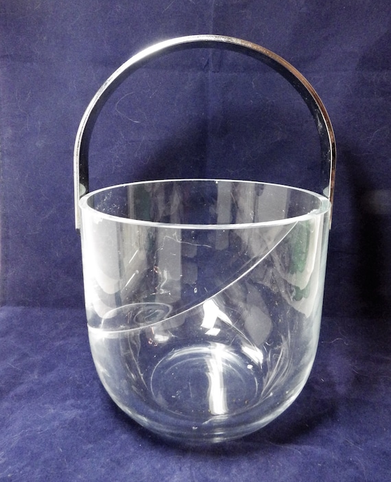 Vintage Contemporary Glass Ice Bucket Spiral Cut … - image 1