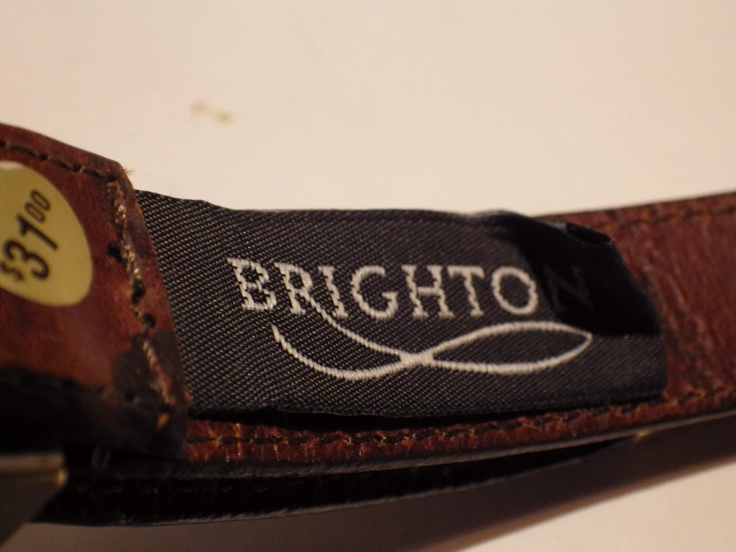 1990s Vintage BRIGHTON Brown Leather Belt Ornate Silver Tone 