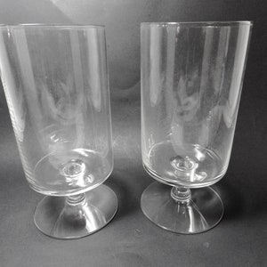 Two/ Mid-Century Modern/ Footed Water Goblets/Clear Glass/ Straight Sides