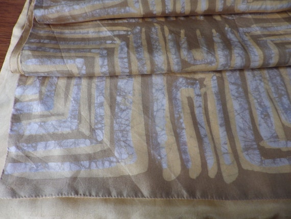 1980s Vintage Silk Scarf: Reversible Batik Print,… - image 3