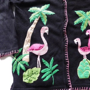 Kardigan Pink Flamingo/The Quacker Factory/ Czarny/ Różowy/ Zielony/ Palmy/ ŚREDNI zdjęcie 2