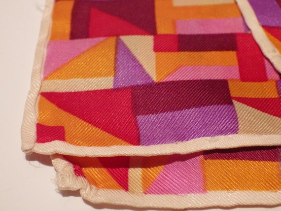 Vintage Silk Scarf Square Pink Orange Maroon Purp… - image 2