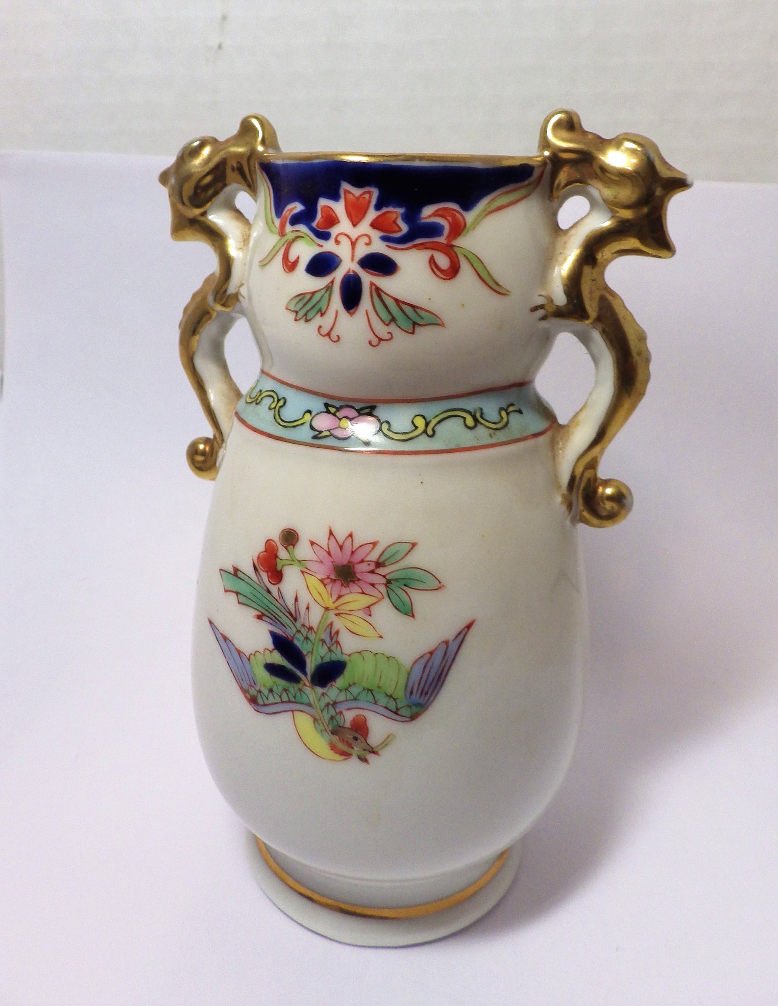 Vintage Kosen Kutani China Bud Vase Gold Dragon Handles Etsy